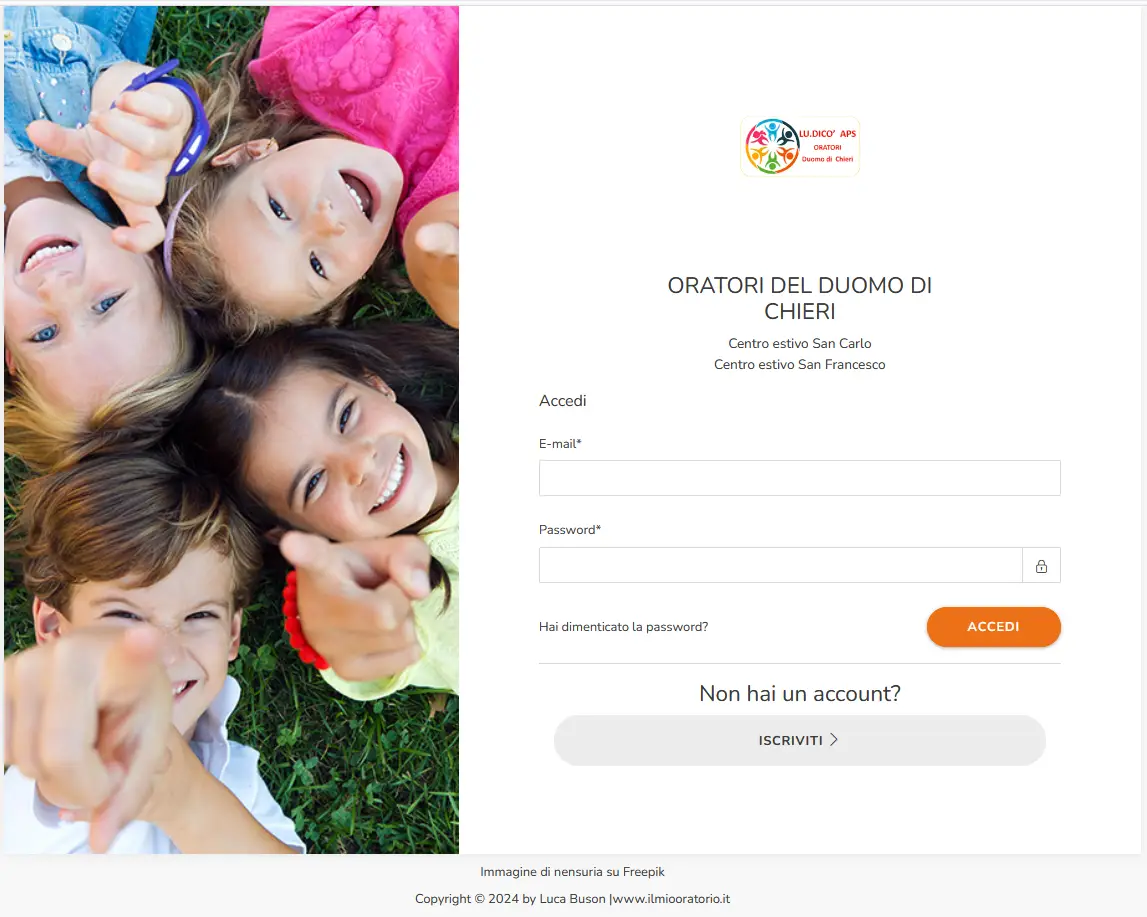 ilmioratorio: la pagina del login Image
